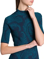 Paisley A-Line Knit Midi-Dress
