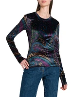 Paisley-Print Velvet Top