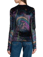 Paisley-Print Velvet Top