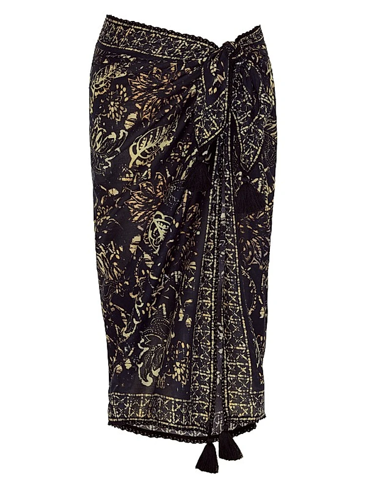 Balinese Botanical Print Cotton Pareo