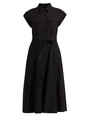 Kayla Belted Cotton Midi-Dress