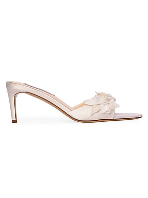 Fleur Satin Mule Heels