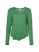 Long Sleeve V-Neck Raw Hem Shirttail