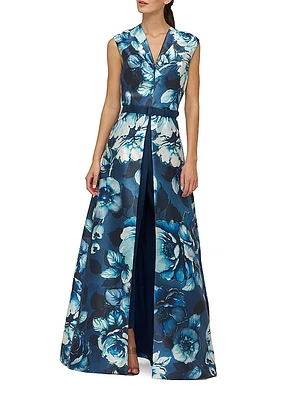 Pia Walk-Thru Printed Overskirt Jumpsuit
