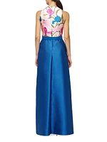 Rhyan Walk-Thru Printed Satin Jumpsuit