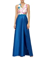 Rhyan Walk-Thru Printed Satin Jumpsuit