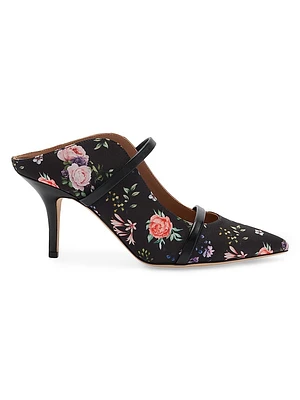 Maureen 70MM Floral-Printed Grosgrain Mules