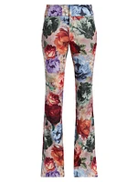 Janis Floral Cropped Boot-Cut Pants