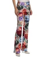 Janis Floral Cropped Boot-Cut Pants