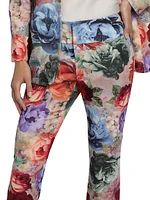 Janis Floral Cropped Boot-Cut Pants