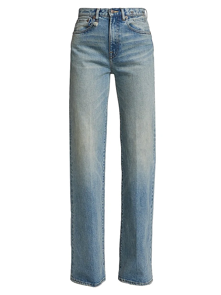 Charlotte Washed-Denim High-Rise Straight-Leg Jeans