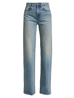 Charlotte Washed-Denim High-Rise Straight-Leg Jeans