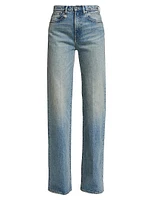 Charlotte Washed-Denim High-Rise Straight-Leg Jeans