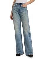 Charlotte Washed-Denim High-Rise Straight-Leg Jeans
