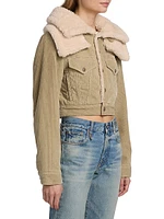 Corduroy & Faux-Sherpa Crop Trucker Jacket