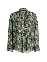 Floral Ruffled Cotton Button-Front Shirt