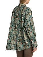 Floral Ruffled Cotton Button-Front Shirt