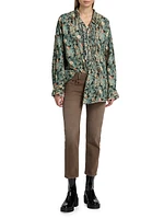 Floral Ruffled Cotton Button-Front Shirt