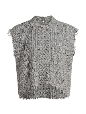 Wool-Blend Cable-Knit Tank