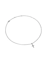 Cable Cross Pendant Necklace in Sterling Silver, 17.5MM