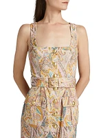 Idy Paisley Stretch Cotton Knee-Length Shirtdress