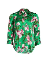 Dani Floral Silk Satin Blouse