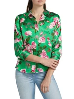 Dani Floral Silk Satin Blouse