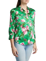 Dani Floral Silk Satin Blouse