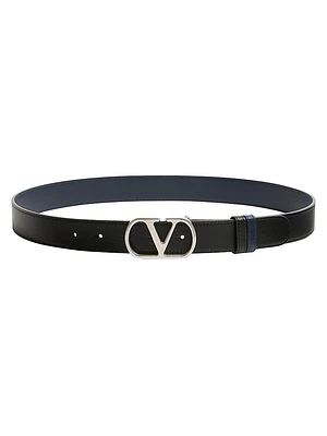 Vlogo Signature Reversible Shiny Calfskin Belt 30MM