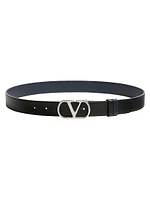 Vlogo Signature Reversible Shiny Calfskin Belt 30MM