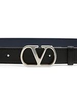 Vlogo Signature Reversible Shiny Calfskin Belt 30MM