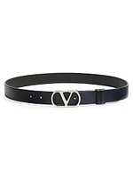 Vlogo Signature Reversible Shiny Calfskin Belt 30MM