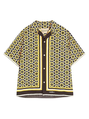Cotton Poplin Bowling Shirt with Bulles Royales Print