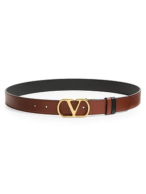 Vlogo Signature Reversible Shiny Calfskin Belt