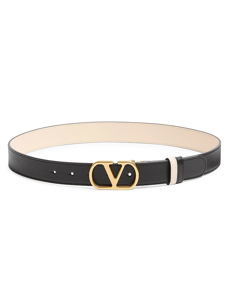 Vlogo Signature Reversible Shiny Calfskin Belt 30 Mm