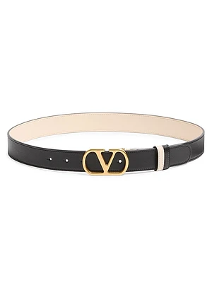 Vlogo Signature Reversible Shiny Calfskin Belt 30 Mm
