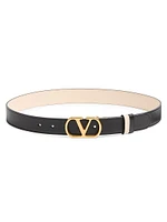 Vlogo Signature Reversible Shiny Calfskin Belt 30 Mm