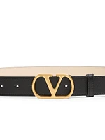 Vlogo Signature Reversible Shiny Calfskin Belt 30 Mm