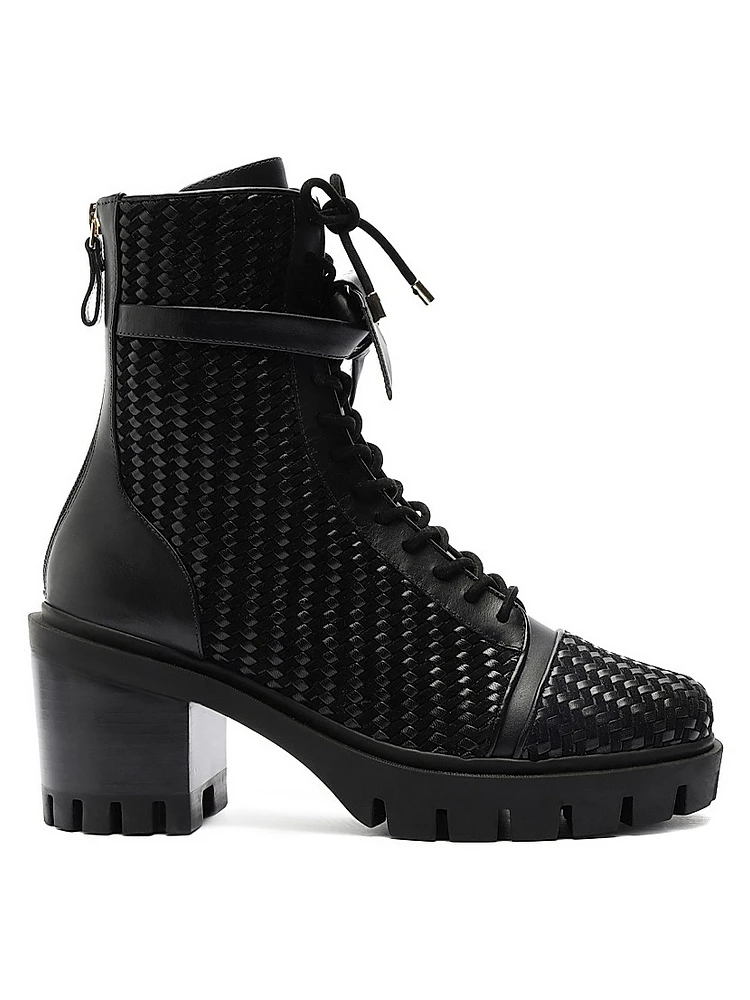 Tresse Combat Textured Ankle Boots