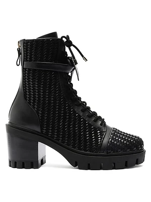 Tresse Combat Textured Ankle Boots