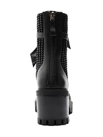 Tresse Combat Textured Ankle Boots