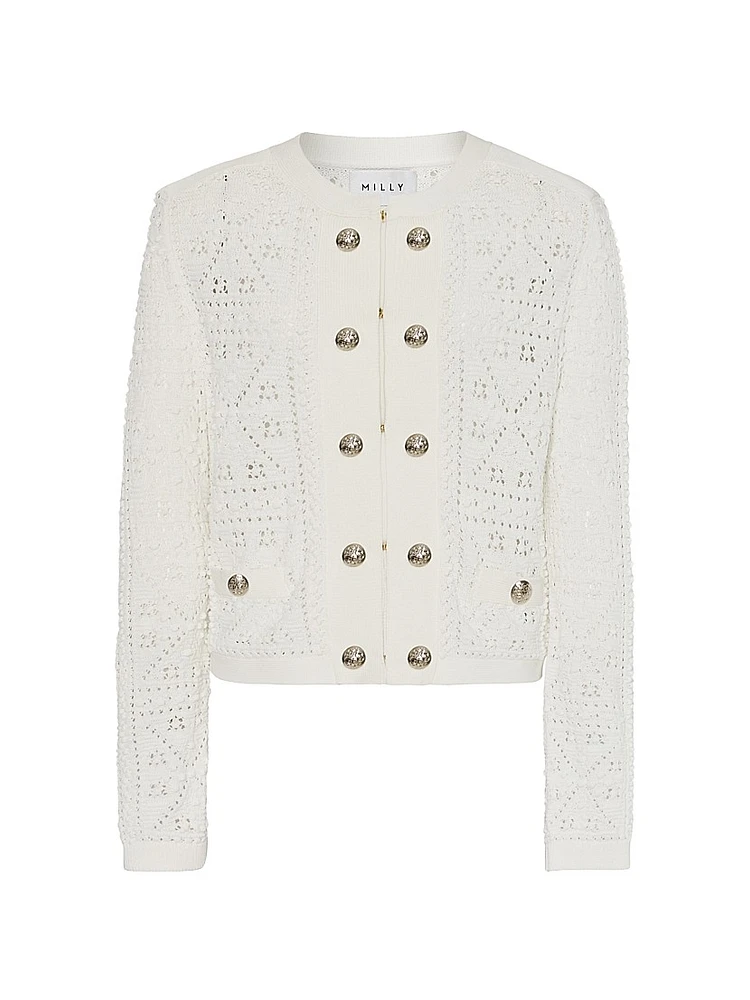 Bubble Pointelle-Knit Cardigan