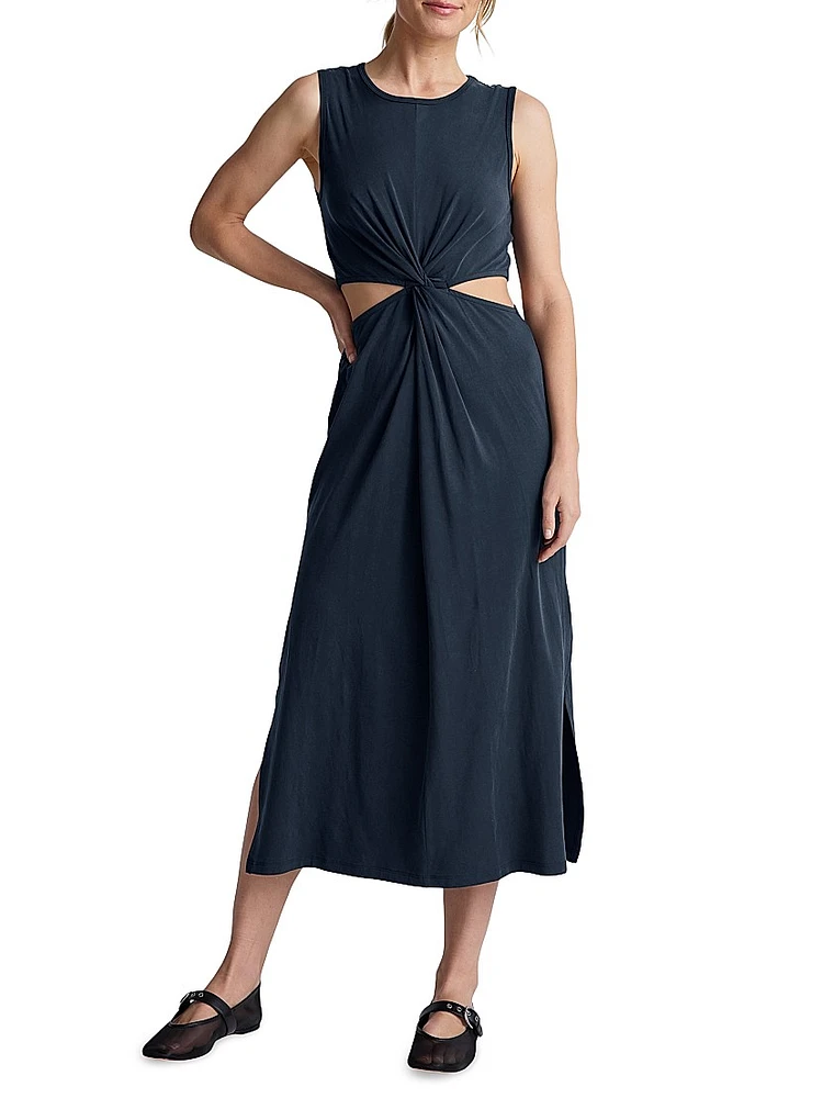 Around the World Twist-Front Midi-Dress