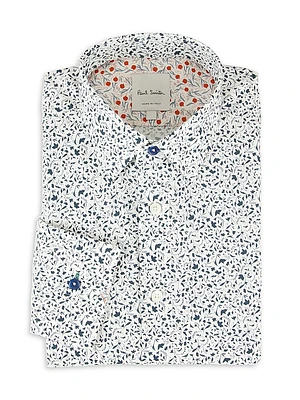 Botanical Print Cotton Dress Shirt