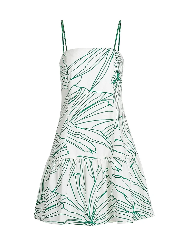 Anita Palm Print Cotton Minidress