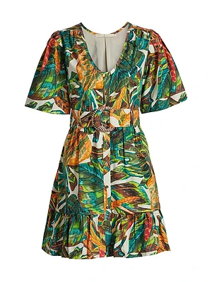 Gwyneth Botanical Cotton Belted Minidress