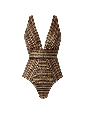 Sparkle Sands Odyssey Metallic Striped One-Piece Swimsuit