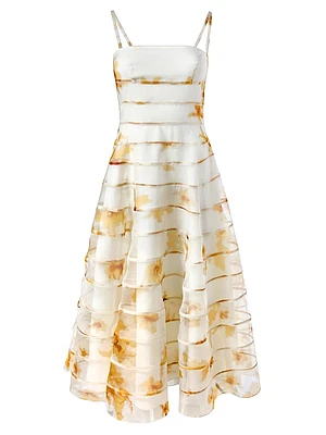 Connie Floral Silk Tiered Midi-Dress