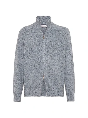 Flecked Cashmere Cardigan with Zipper