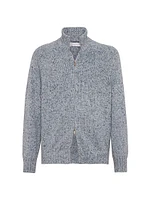 Flecked Cashmere Cardigan with Zipper